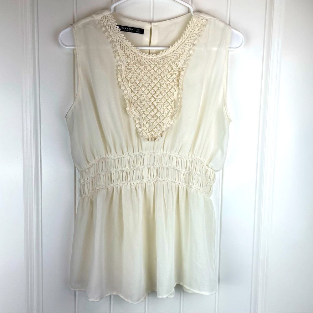 Zara embroidered scoop neck tank top - Picture 1 of 6